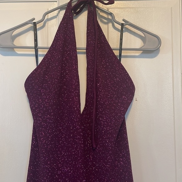 Jessica McClintock Gunne Sax millennium 2000 purple sparkly halter dress Size 7 - Picture 3 of 9